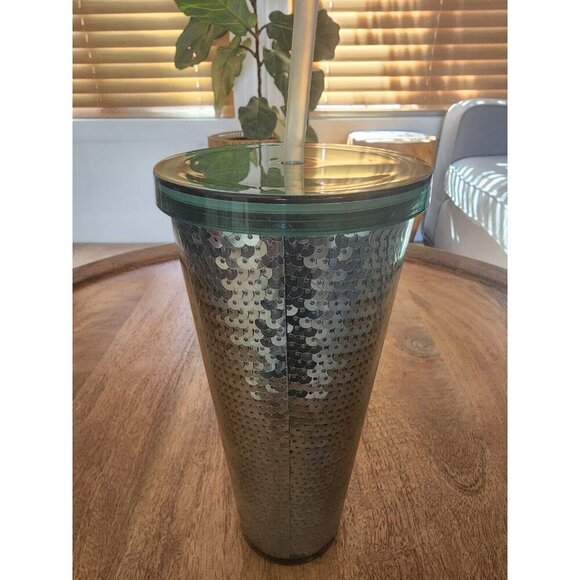 Starbucks Shiny Sequin Green Siren Logo Acrylic Travel Tumbler Cup | 24oz - Picture 4 of 5